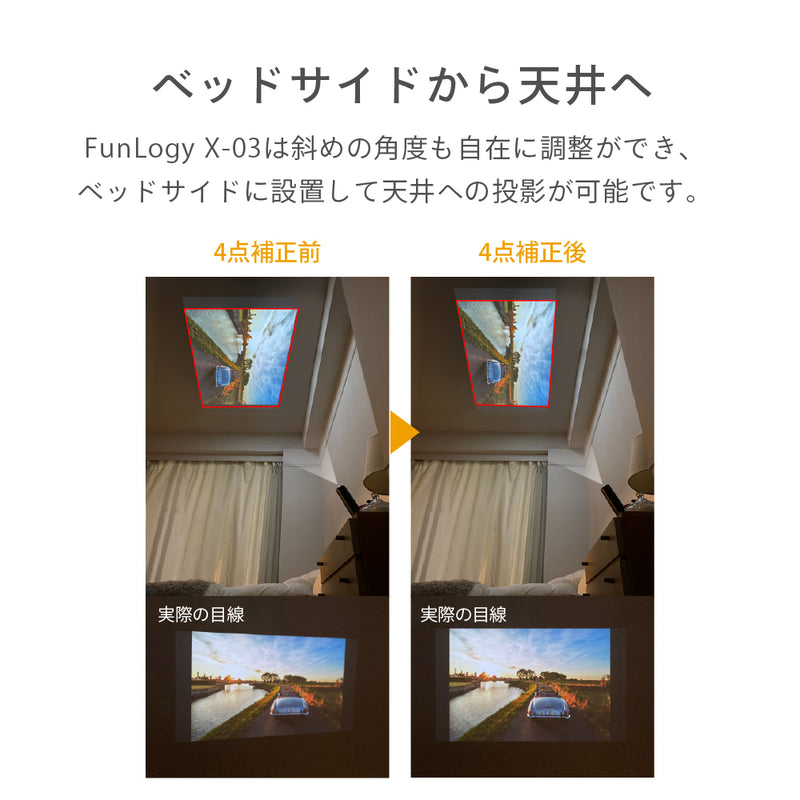 FunLogy X-03 プロジェクター モバイル 家庭用 HDMI 対応